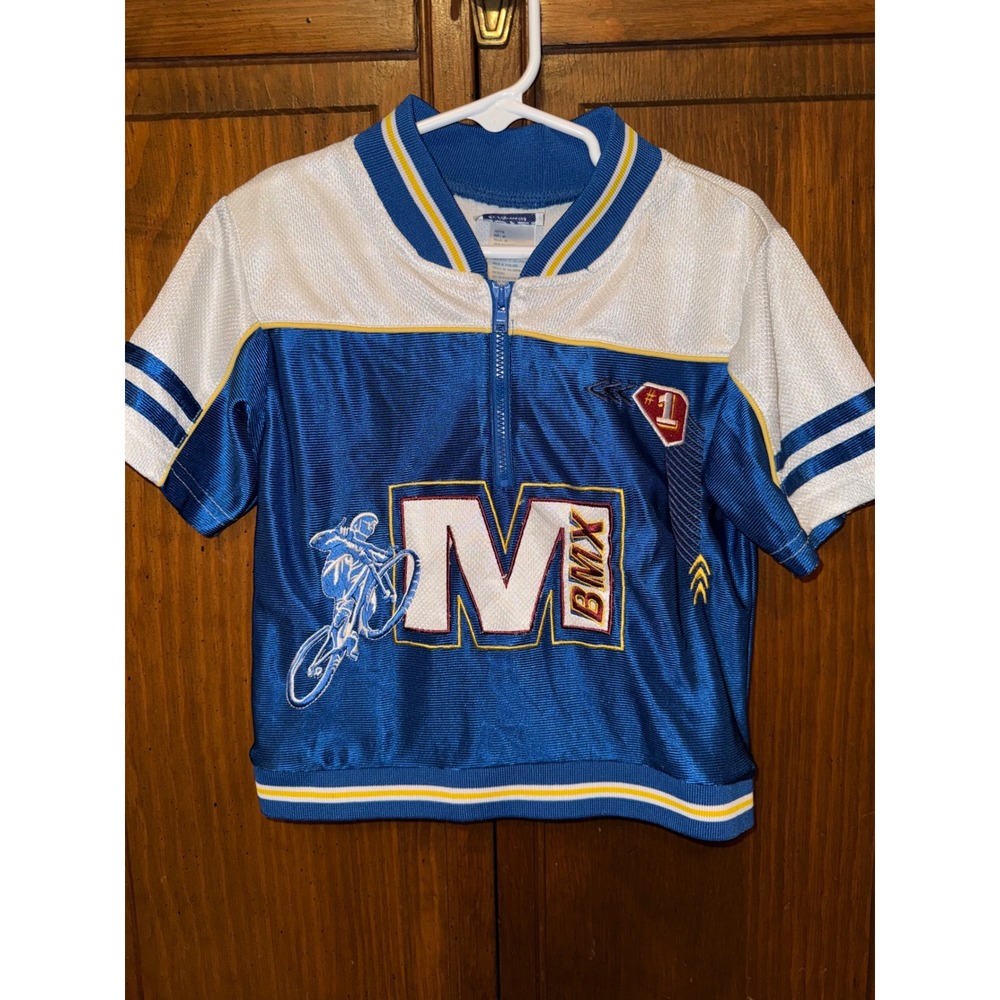 Boyz Wear by Nannette Kids Blue BMX Racing Jersey Quarter Zip Mesh Top Size 4T
